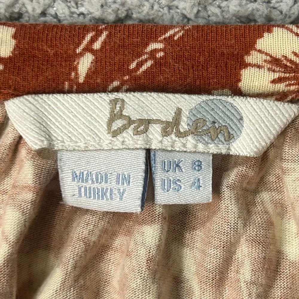 Boden Blouse Floral Puff‎ Sleeve 4 Rust Orange Boho Cottagecore Artsy